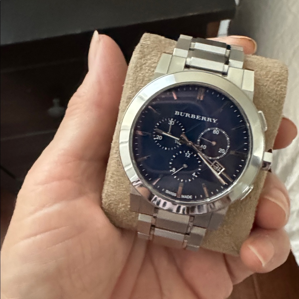 Burberry Silver Watch with Blue Face-BU9363 - Picture 10 of 14